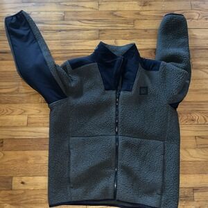 Under Armour Legacy Sherpa Fleece Full Zip Jacket Mens Size XL Green Black